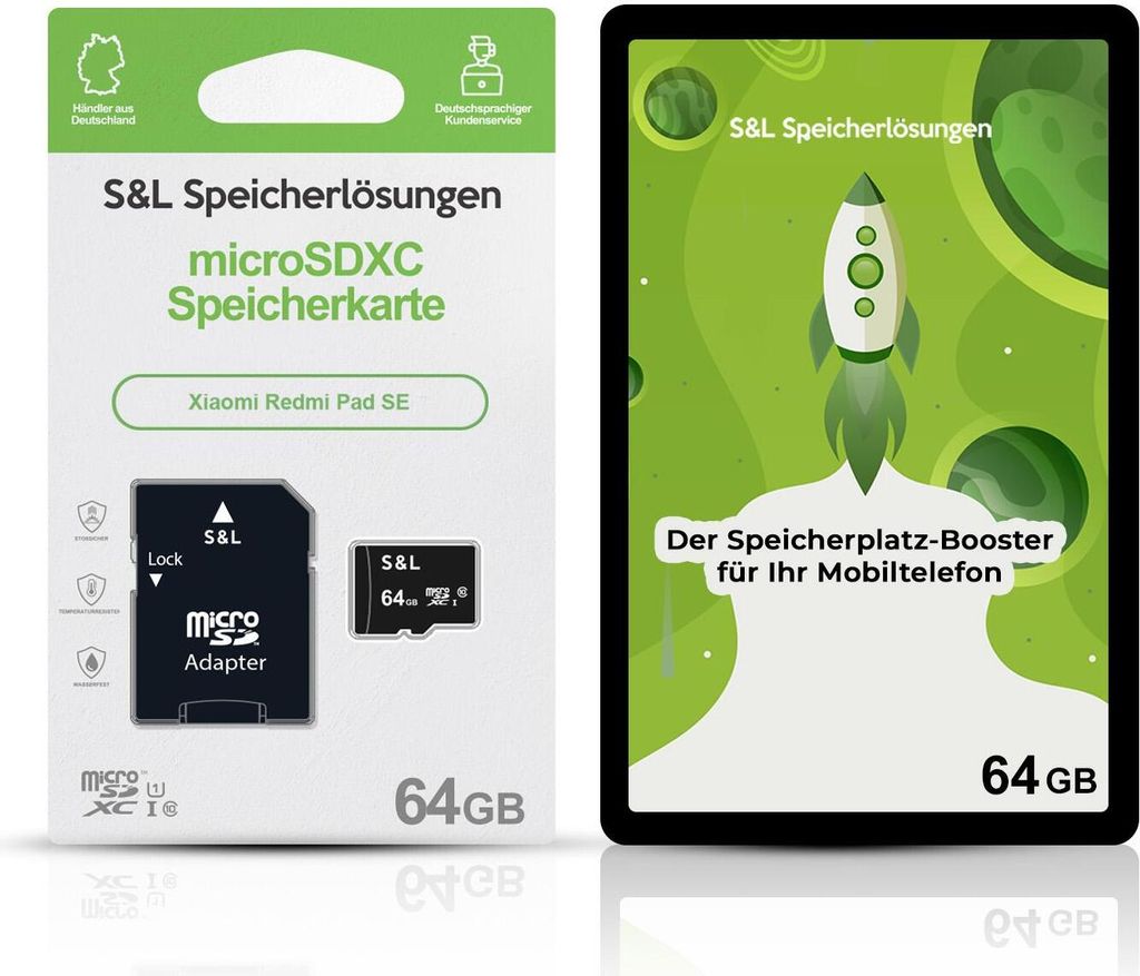 microSD Speicherkarte S&L für Xiaomi Redmi Pad SE - Speicherkapazität: 64 GB