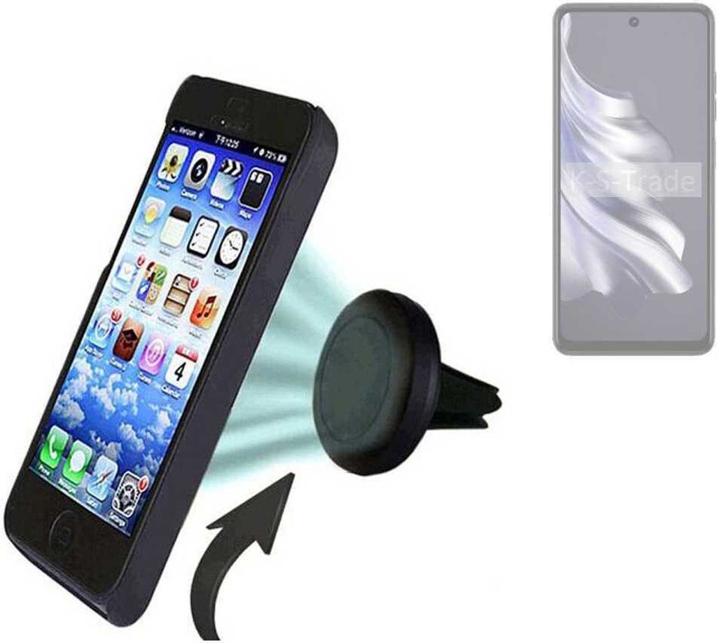 K-S-Trade Kompatibel mit Tecno Spark 20 Pro Auto Handy Halterung KFZ Halter Lüftungsgitterhalterung Air Vent mount Smartphone Halter