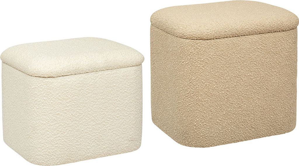 Eazy Living Bouclé Pouf + Aufbewahrungsbox Set Saverne