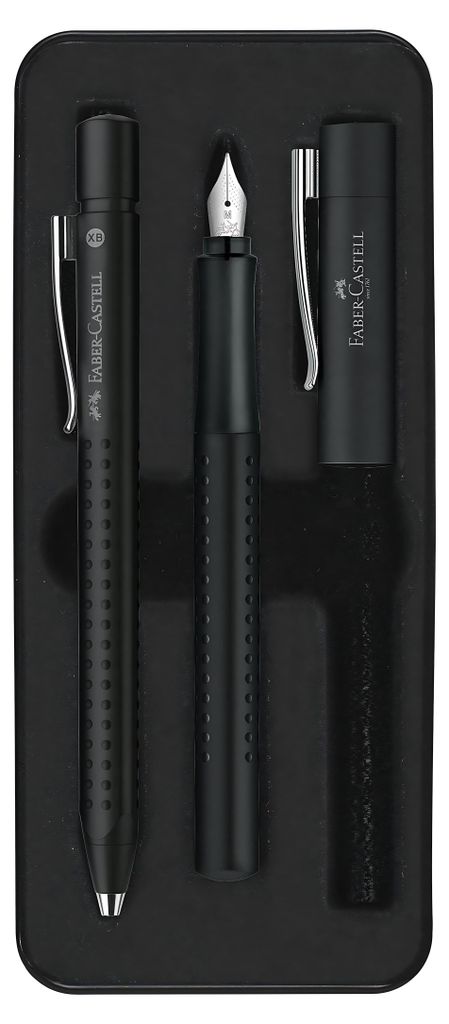 FABER-CASTELL Grip 2011 Geschenkset schwarz Füller+KS Immagine del prodotto 