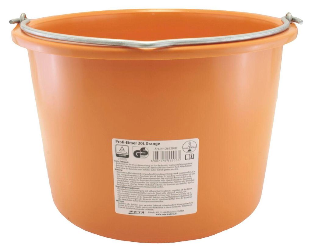 Baueimer HDPE kranbar Inhalt 20 Liter mit Nasenbügel Produktbild 