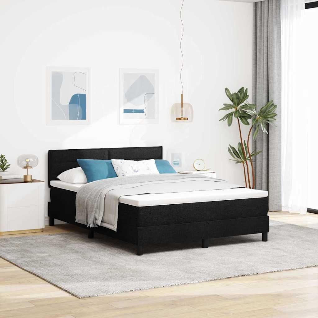 Möbel Boxspringbett mit Matratze Schwarz 140 x 190 cm Stoff - Klassische Betten 3342130