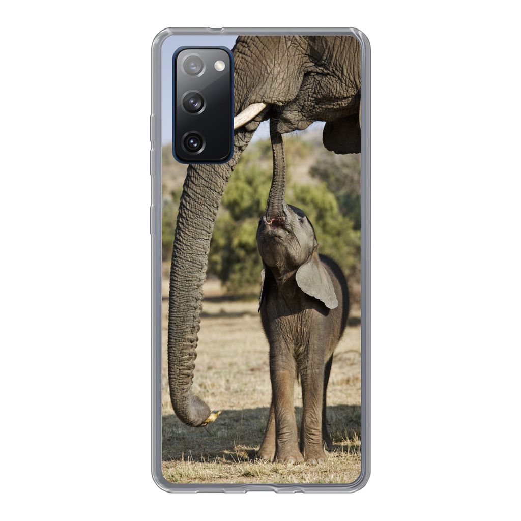 MuchoWow Handyhülle Schutzhülle Hülle für Samsung Galaxy S20 FE Elefant - Tiere - Gras - Natur Silikon Softcase Handy Hülle - Abdeckung