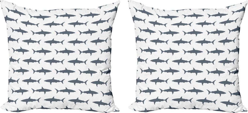 ABAKUHAUS Meerestiere Kissenbezug Set (2Stück), Haie, Die Schattenbilder Leistungsfähiges Gefährliches Wildes Leben Schwimmen, 40 x 40 cm, Charc...