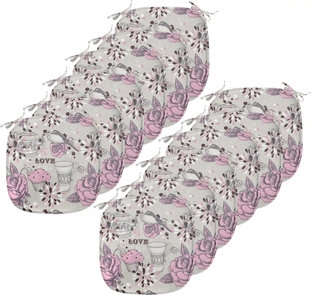 Cuscini Sedie ABAKUHAUS Rose e Uccellini | Set 12 Pezzi 40x40 Impermeabili