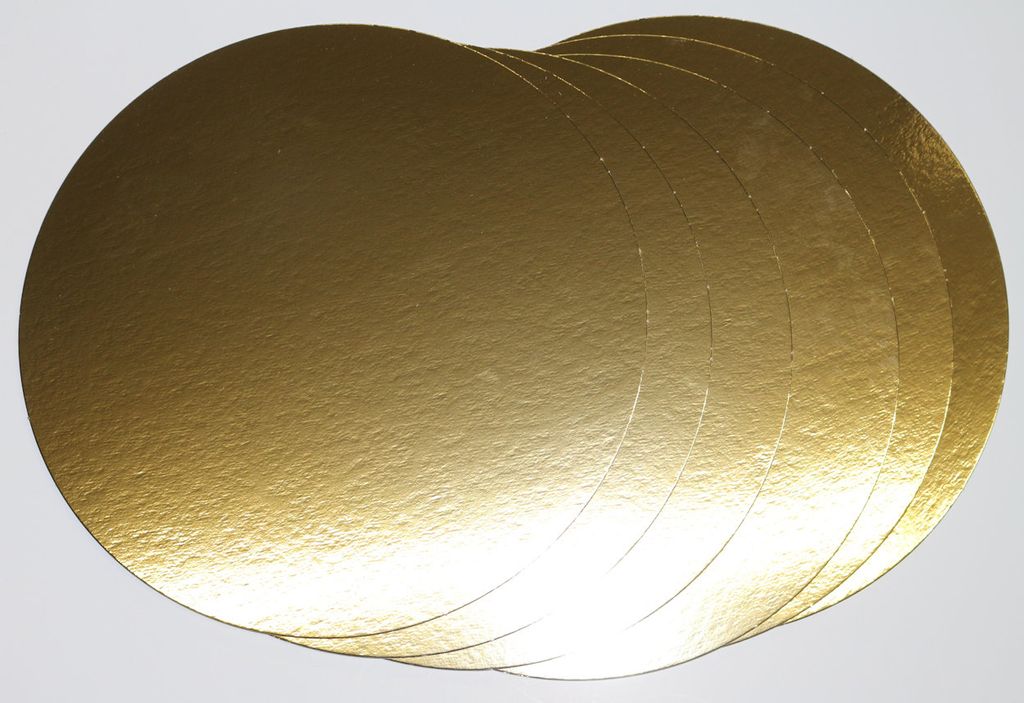 Karton extrastark rund 100 Stück im Foliepack goldfoliert Tortenunterlagen 