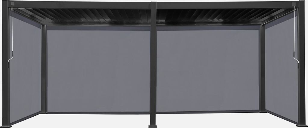 sweeek - Pergola mit Lamellendach Triomphe 3x6m + 4 Markisen 3m - Anthrazit