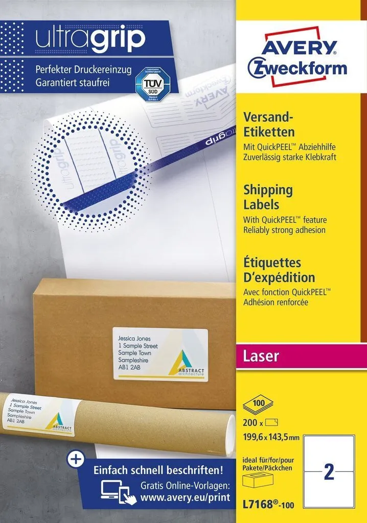 Étiquettes pour classeurs et cartons Avery L7168-100 format 200 pièces
