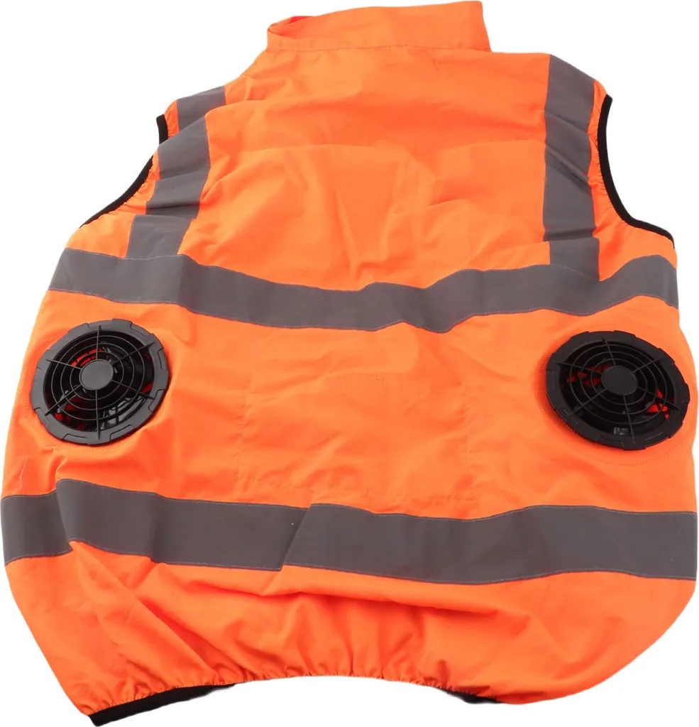 Gilet air conditionné rechargeable 5V orange fluo à haute visibilité