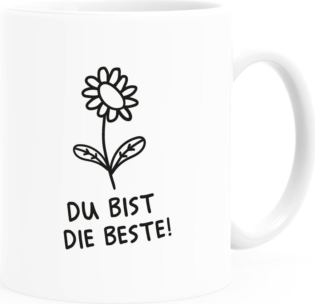 Kaffee-Tasse Blümchen mit Botschaft personalisierte Geschenke zum Muttertag Weihnachten Geburtstag Dankeschön SpecialMe Du bist die Beste! wei...