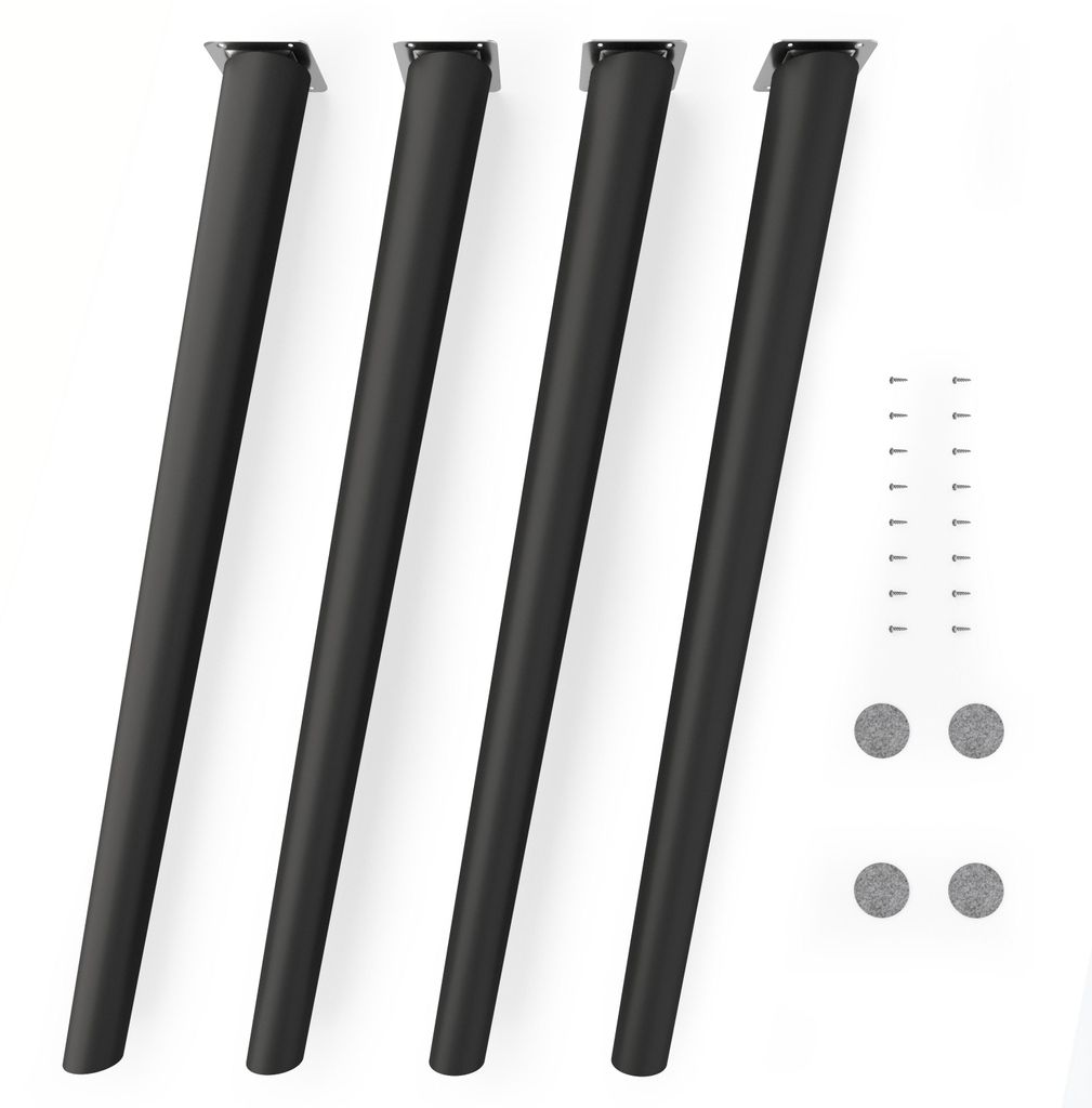 4x sossai Holzfüße Schwarzmatt - schräge Ausführung 71cm Produktbild 