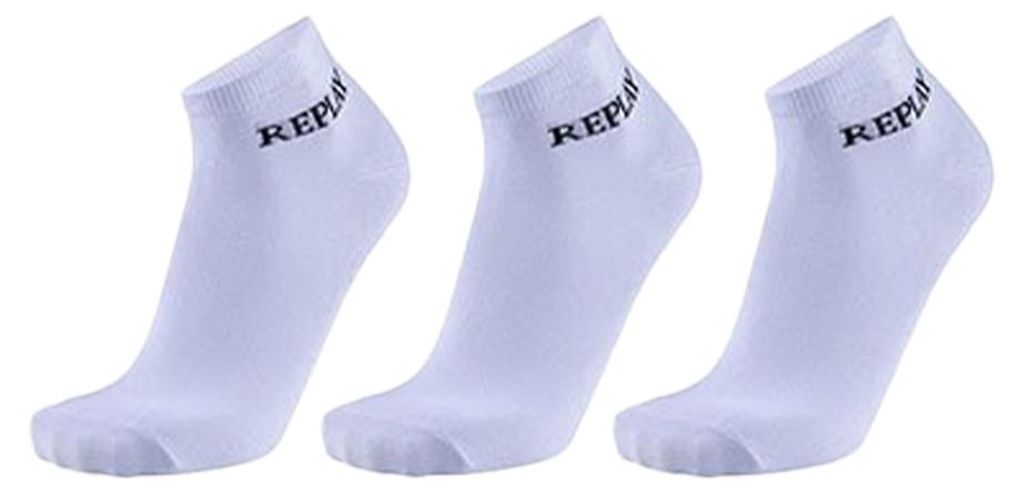 Replay - "Banderole" Socken für Herren/Damen Uni, Niedrig geschnitten (3er-Pack) LT3962 (35 EU - 38 EU) (Weiß/Schwarz)