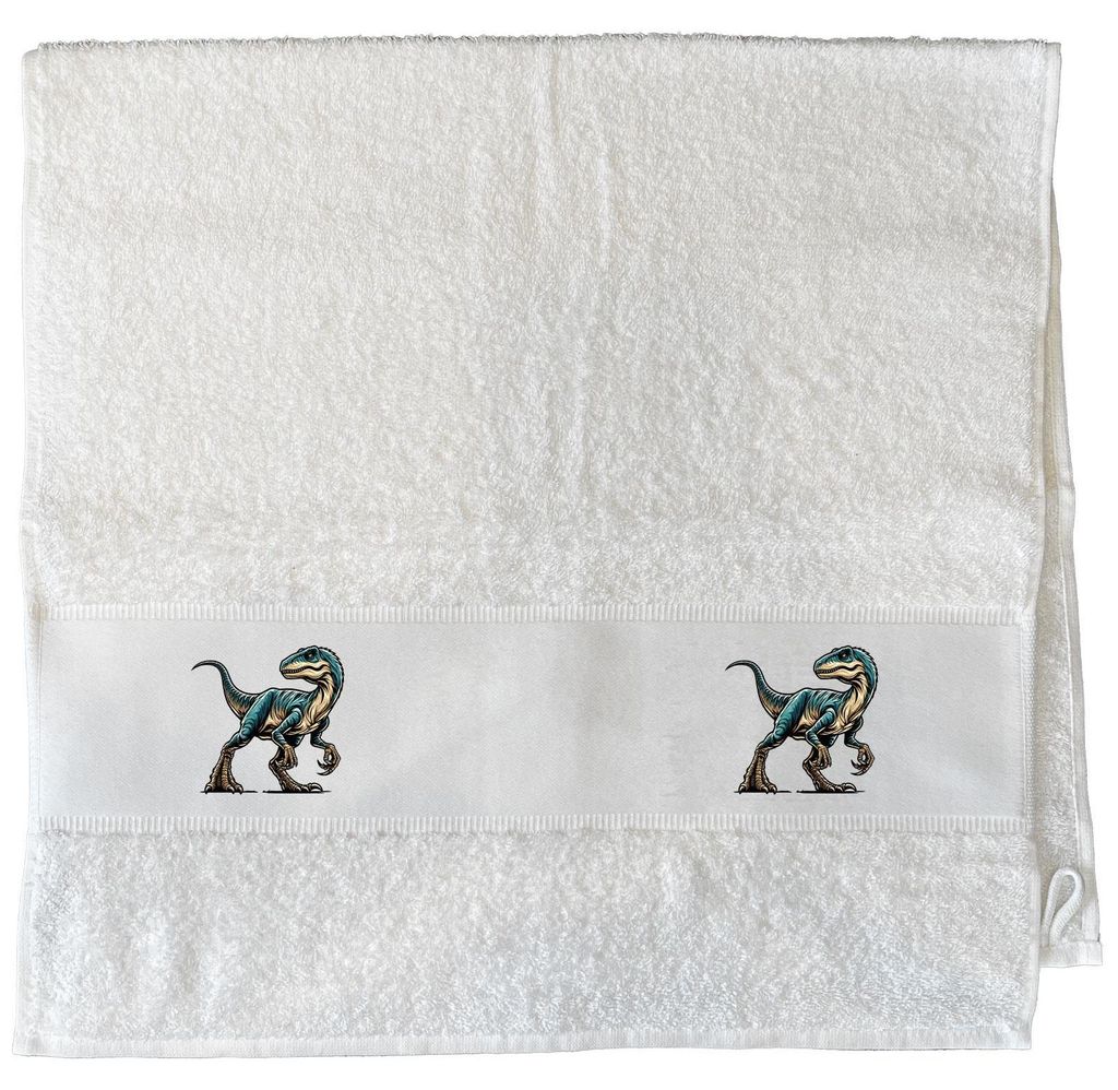 Huuraa Handtuch Velociraptor Dinosaurier 50x100cm White Baumwolle Handtuch Geschenkidee