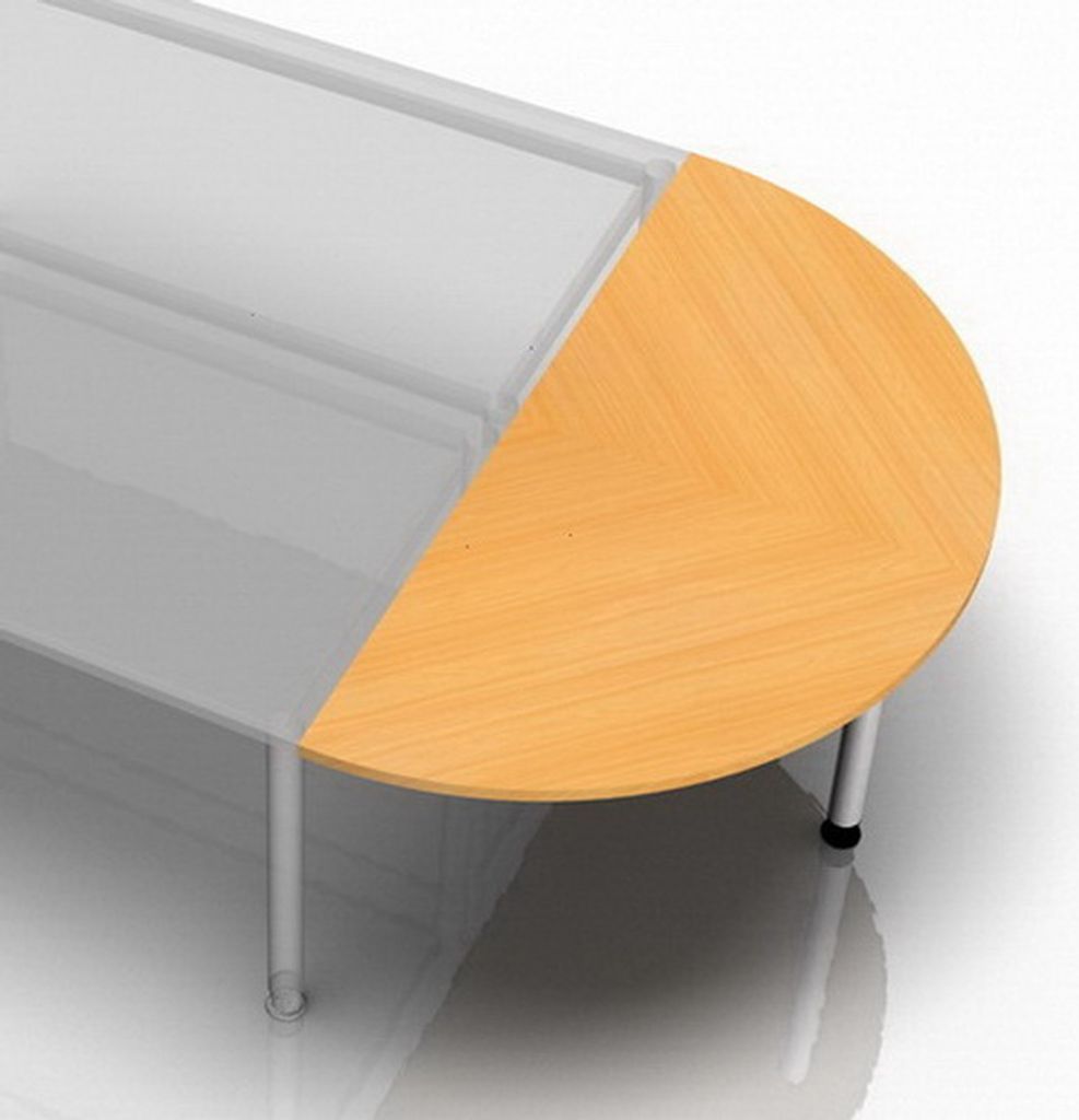 Anbautisch 160x80cm 2xViertelkreis/Fuß eckig Buche/Silber