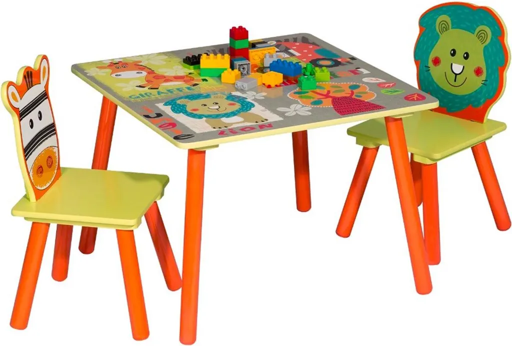 Tavolo per Bambini Happyment Dido con 2 Sedie Motivo Mucca Deluxe