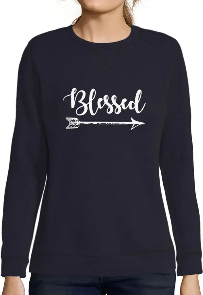 Damen Grafik Sweatshirt mit Aufdruck Gesegnetes und dankbares Erntedankfest – Blessed Thankful Thanksgiving – Öko-Verantwortlich Vintage Jahrgang