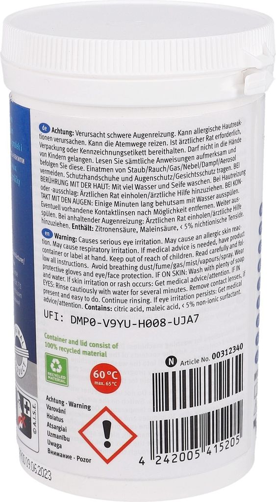 BSH decalcificante rapido 250g - per lavatrici e Immagine del prodotto 