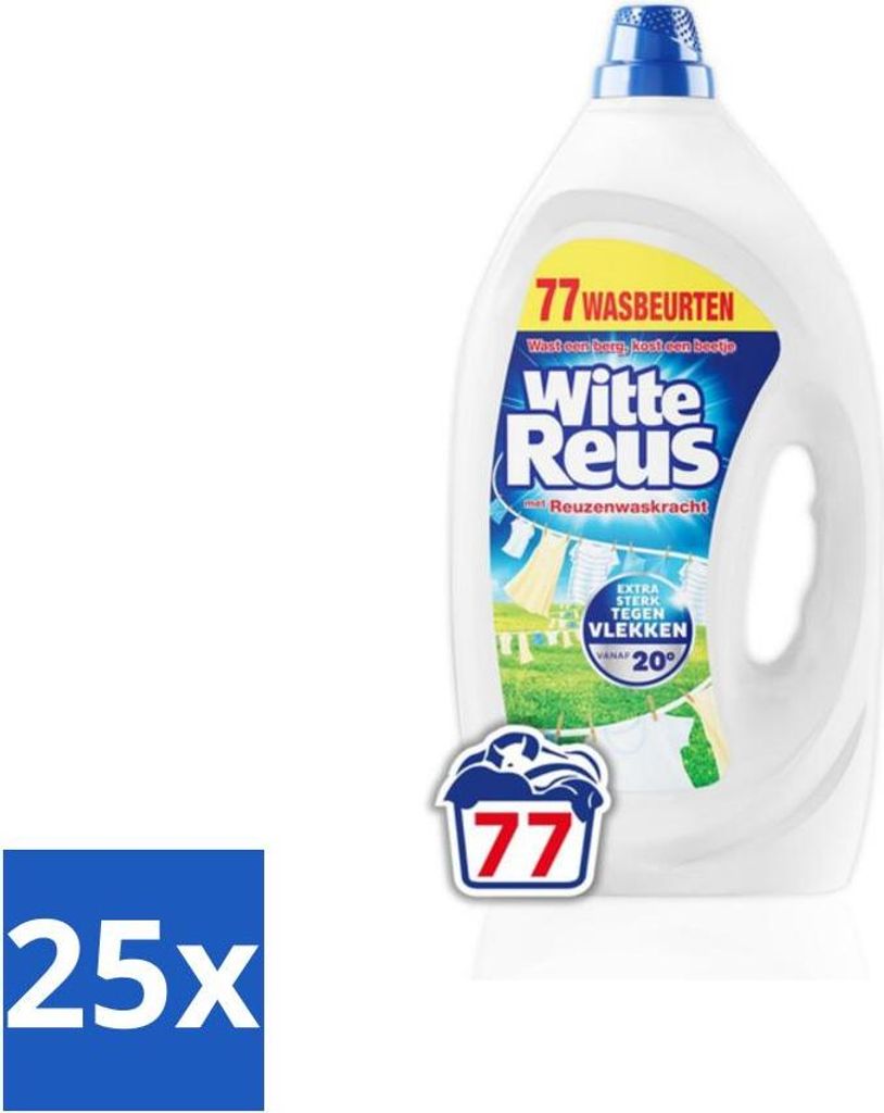 Weißes Waschmittel - Flüssiges Waschmittel - 77 Waschbeutel - Großpackung - 25 Stück