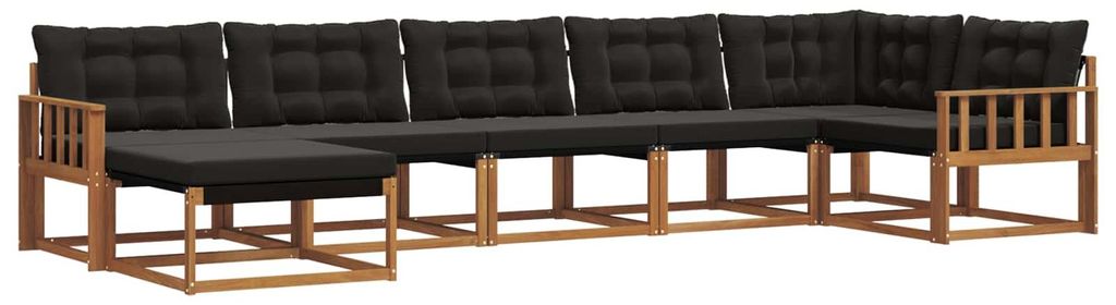 vidaXL Outdoor-Sofagarnitur mit Kissen 21 pcs Natürlich und Schwarz