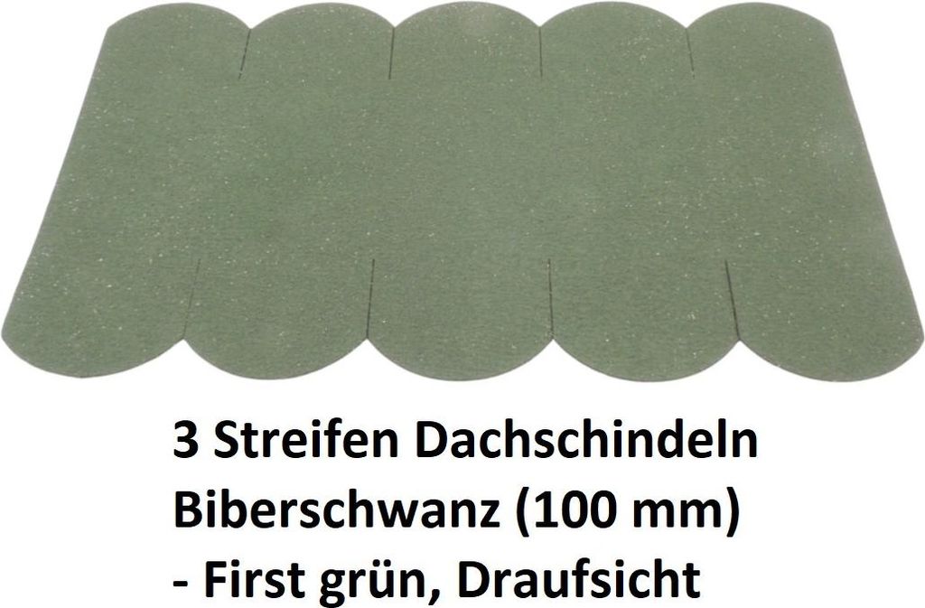 3 Streifen Dachschindeln Biberschwanz (100 mm) - First grün