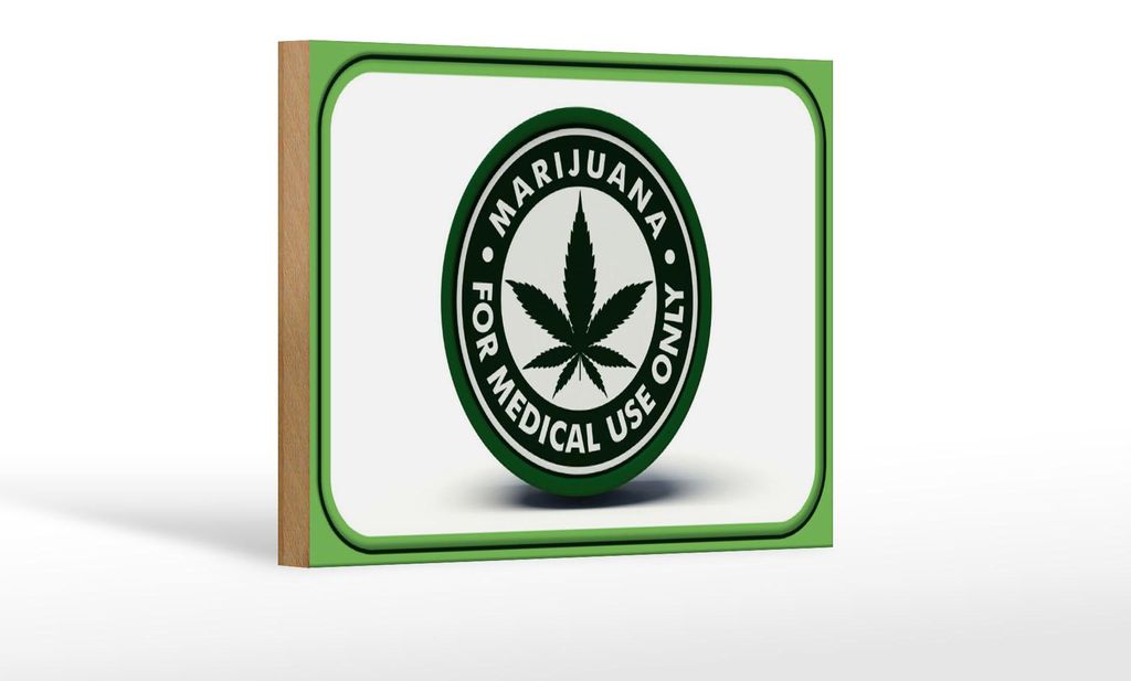 Holzschild Marihuana 18x12cm for medical use only