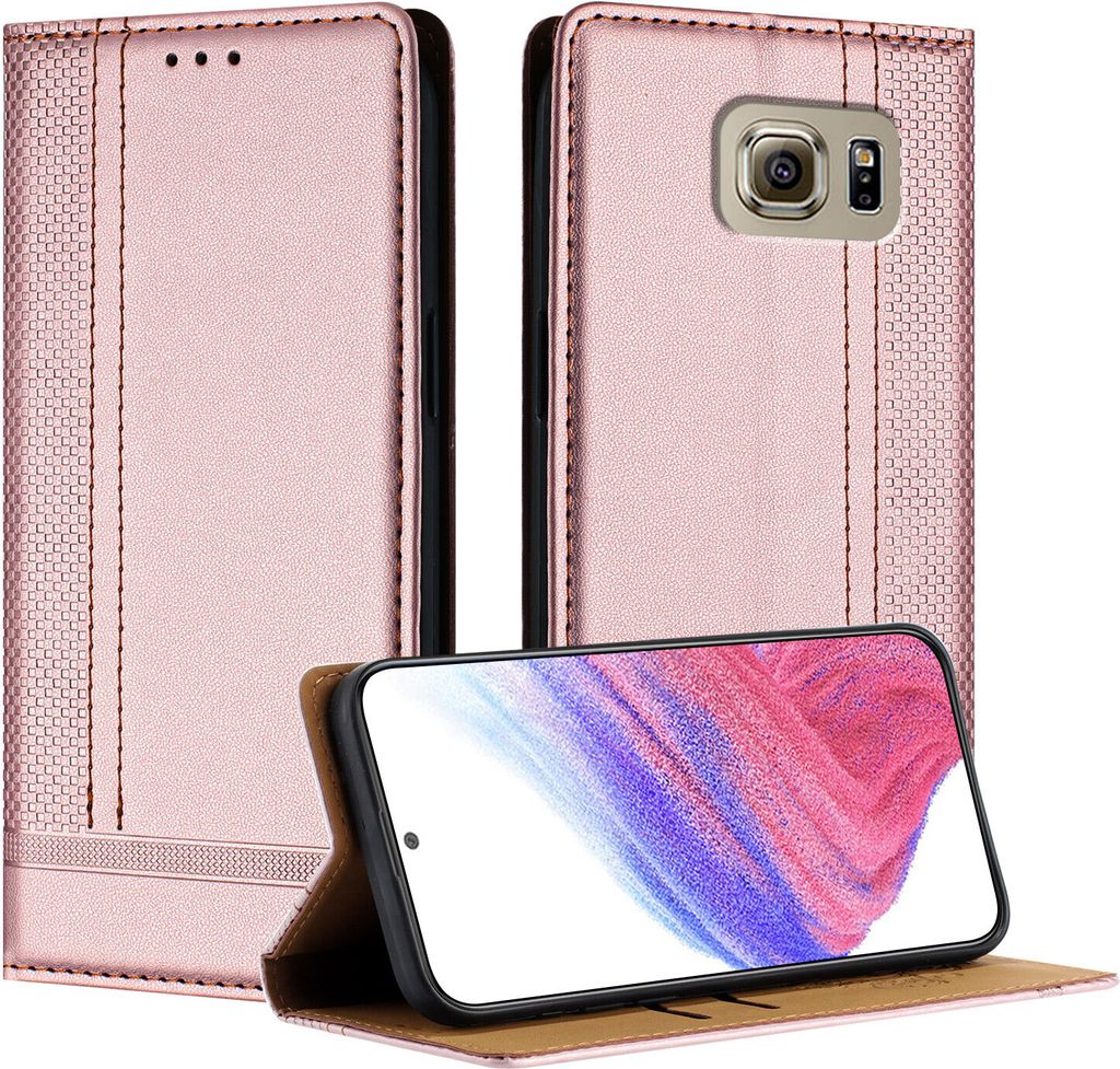Handyhülle für Samsung Galaxy S6 Leder Flip Klappbare Produktbild 