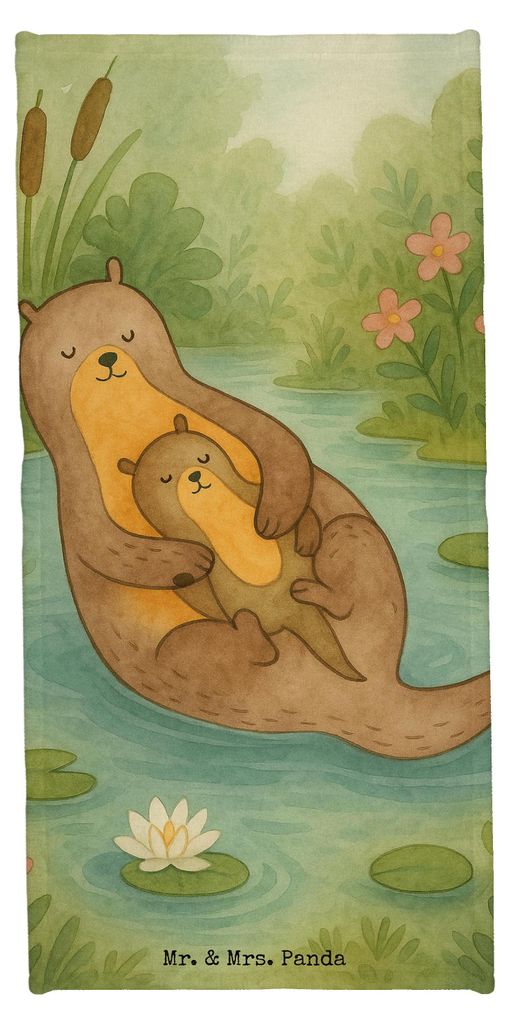 Mr. & Mrs. Panda Strandtuch Otter Kind Design - Weiß - Geschenk, Handtuch, Mama, Baby, Badhandtuch, Badehandtuch, Sport, Reisehandtuch, Mutter, Fa...