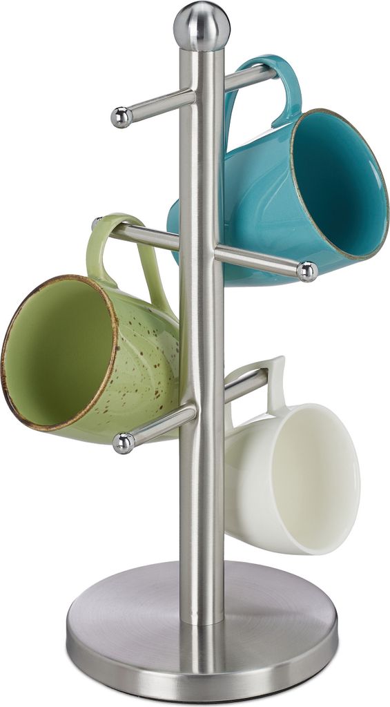 Relaxdays Tassenhalter, mit 6 Stangen, zum Hinstellen, Produktbild 
