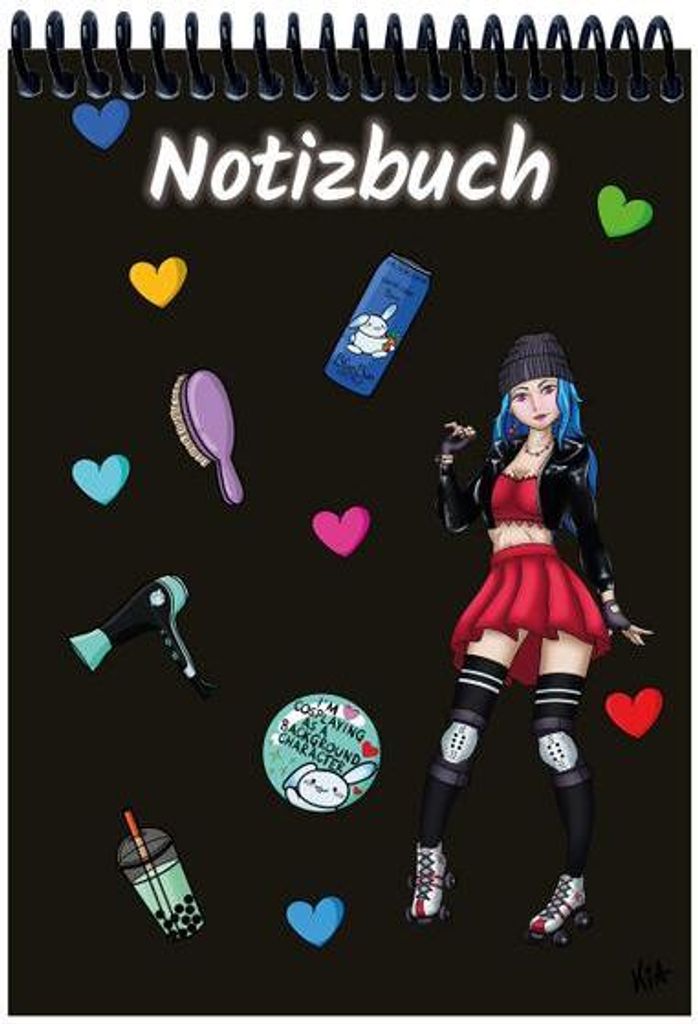 A 5 Notizblock Manga Enora, schwarz, blanko