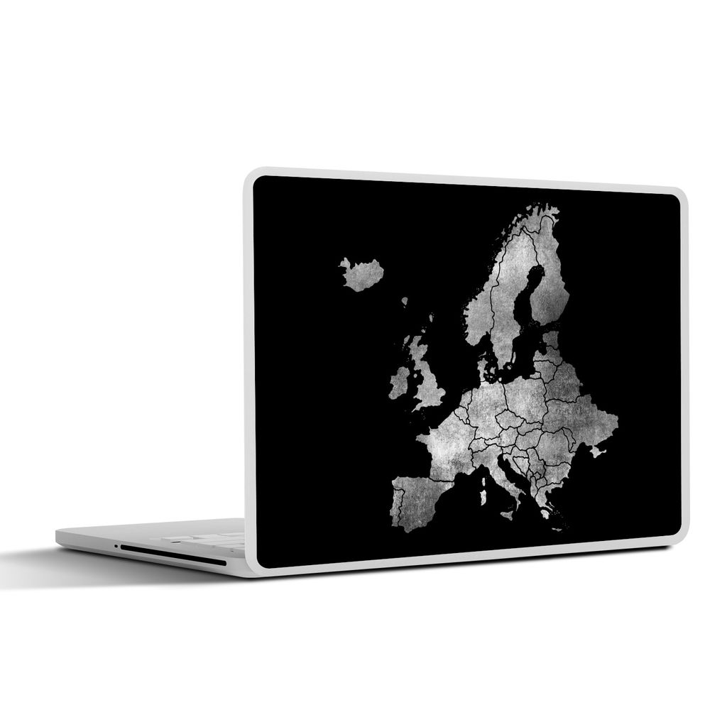 MuchoWow Laptop Aufkleber Sticker Cover Europakarte für einen schwarzen Hintergrund - schwarz und weiß 30x22 cm - Laptop-Sticker