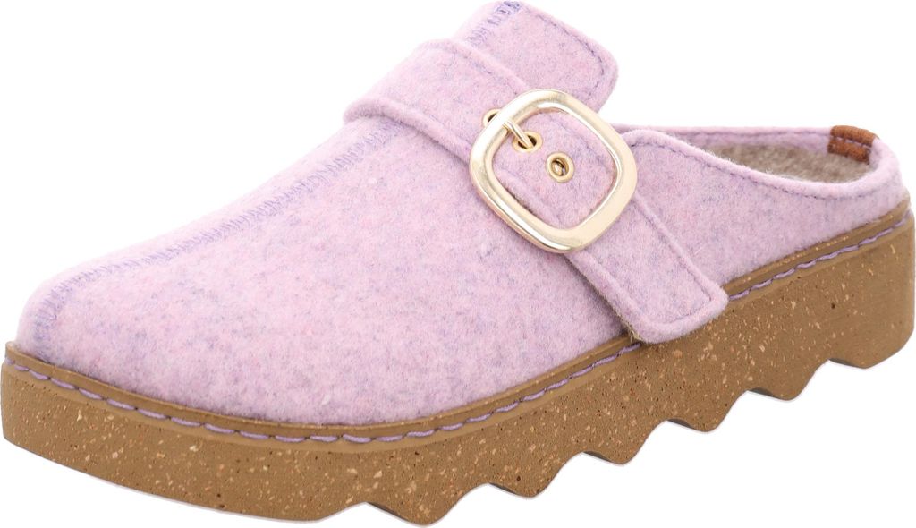 Rohde Damen Pantoffel Softfilz Hausschuh mit Plateau und Schnalle Foggia-D 6117, Größe:39 EU, Farbe:Violett