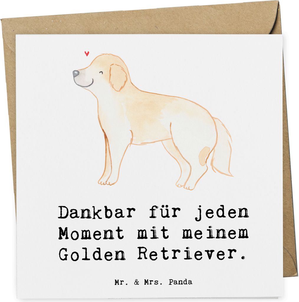 Mr. & Mrs. Panda Grußkarte Golden Retriever Moment - Weiß - Geschenk, Goldie Hund, anlasskarte, Glückwunschkarte, doppelkarte, Klappkarte, faltk...