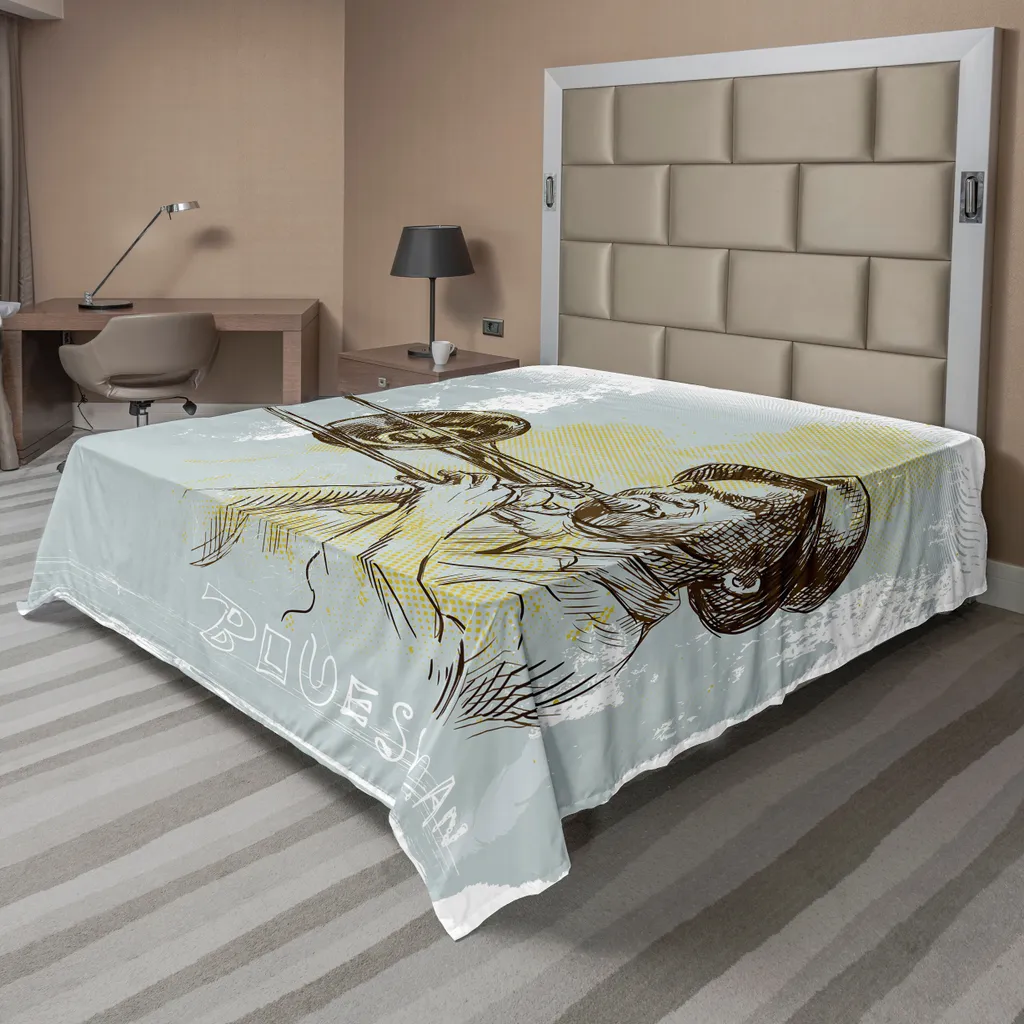 Drap de Dessus Décoratif Imprimé Artistique 266x260 cm en Tissu Doux