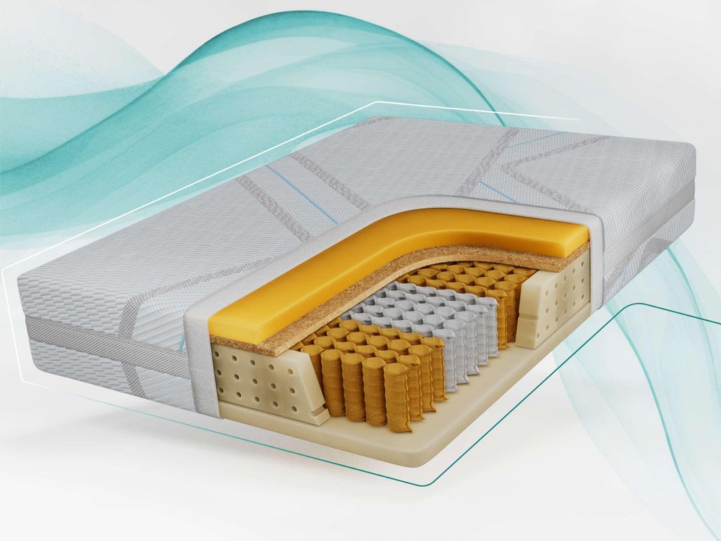 MKS MEBLE Taschenfederkern Komfortschaum VIRE, Härtegrad H3/H4, 7-Zonen Technologie, Allergiker geeignet, Kokos Verstärkung - LUX - 160 x 200 cm