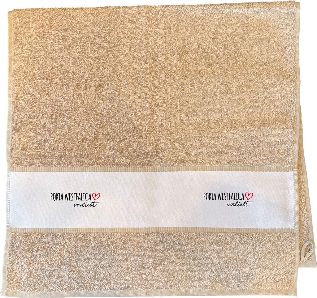 Huuraa Handtuch Porta Westfalica verliebt 50x100cm Sand Baumwolle Handtuch Geschenkidee
