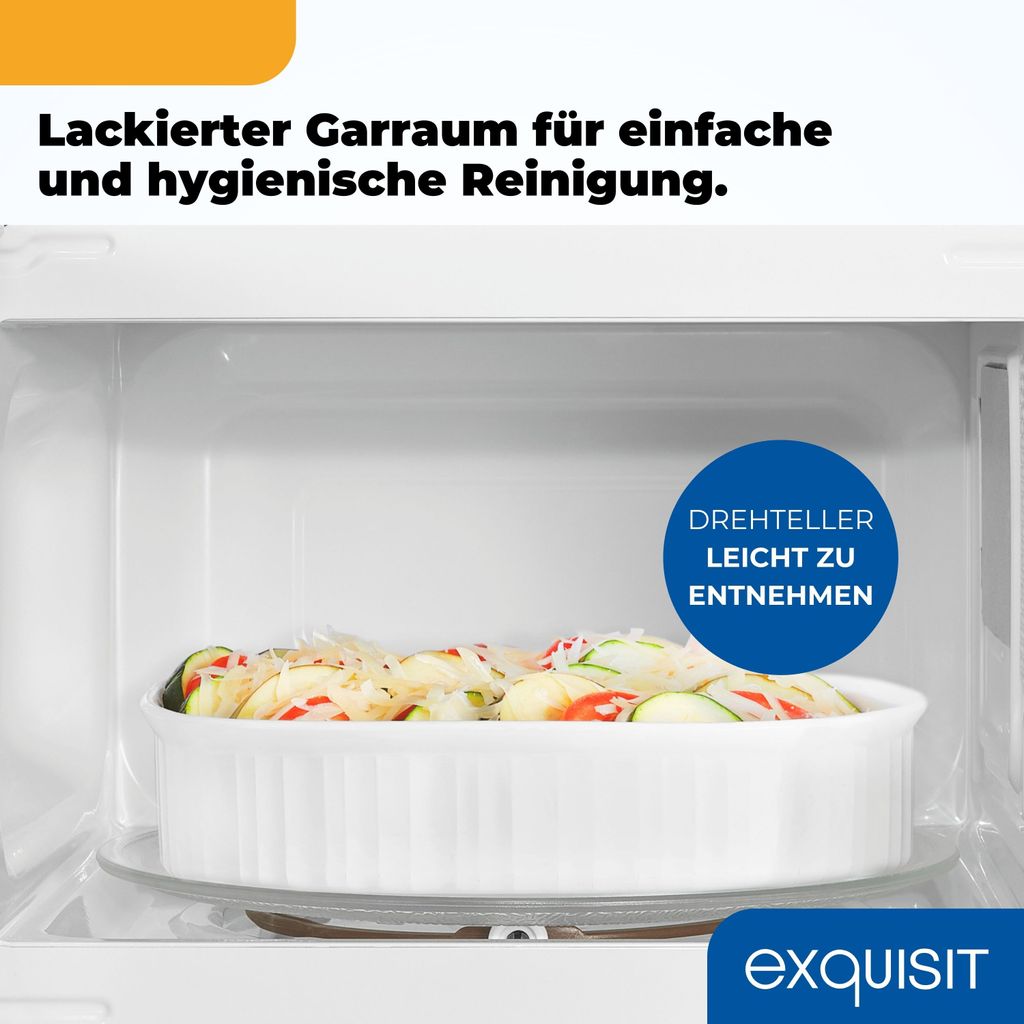 Exquisit Mikrowelle MW850 Weiß - 20 Liter, 700 Watt Mit Drehteller