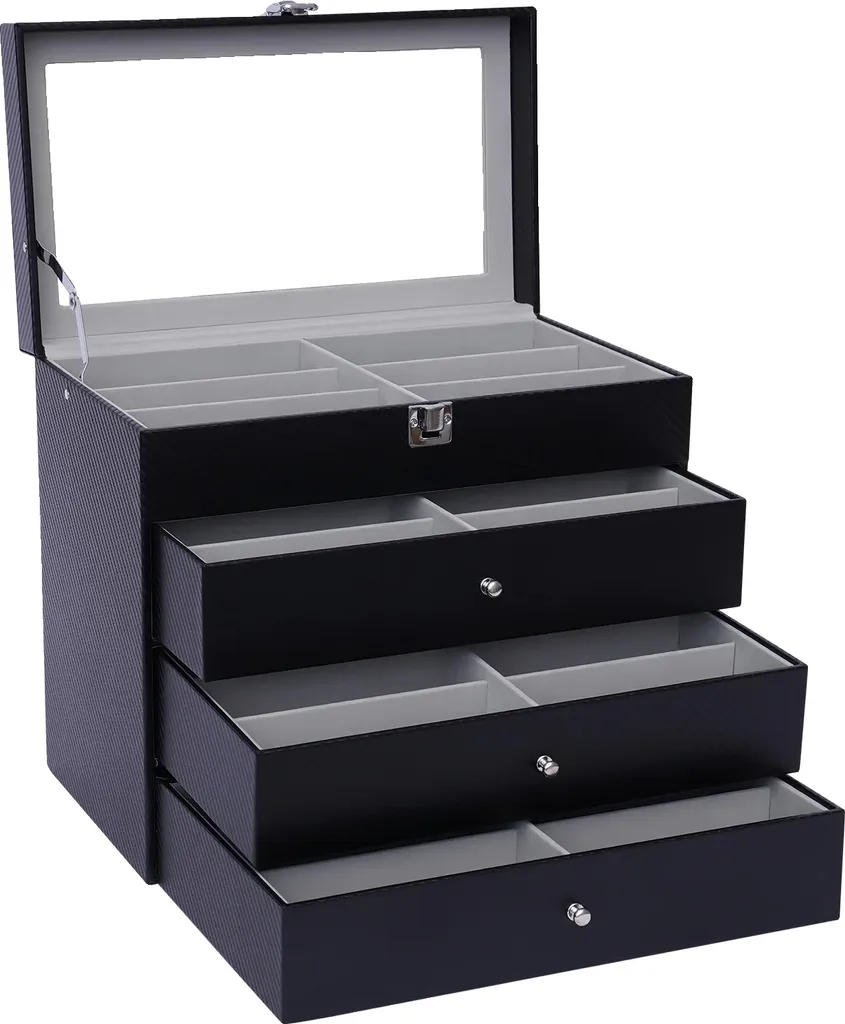 Rangement lunettes pour collectionneur 24 paires avec 4 niveaux XL