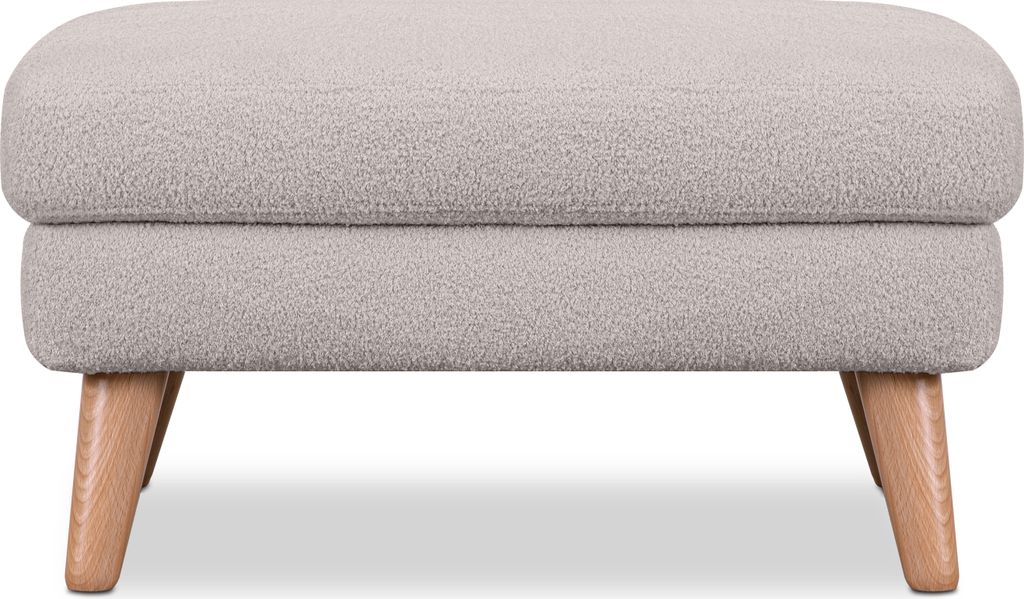 KONSIMO Sitzhocker Gestell aus Massivholz "TAGIO", Hellgrau, Bouclé-Stoff, Scandinavian, 80x46x65cm