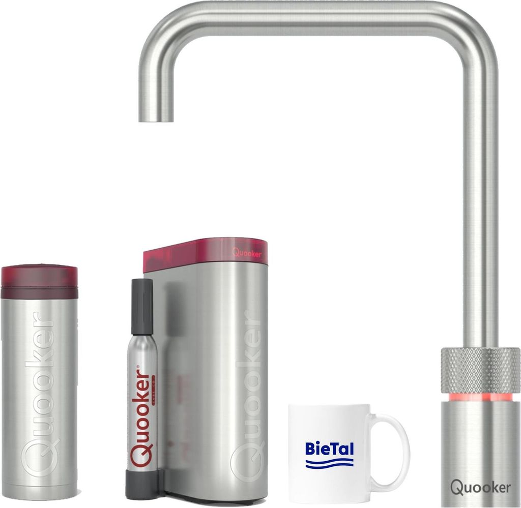Quooker Wasserhahn Nordic Square single tap Voll Edelstahl & PRO3 & CUBE