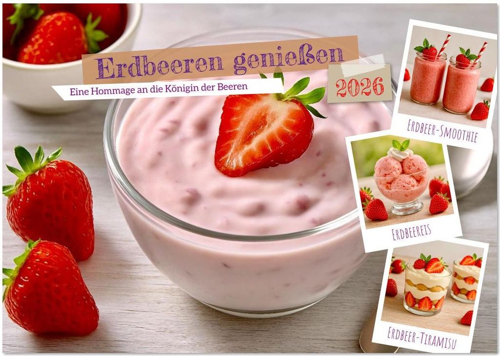 Erdbeeren genießen (Wandkalender 2026 DIN A3 quer), CALVENDO Monatskalender