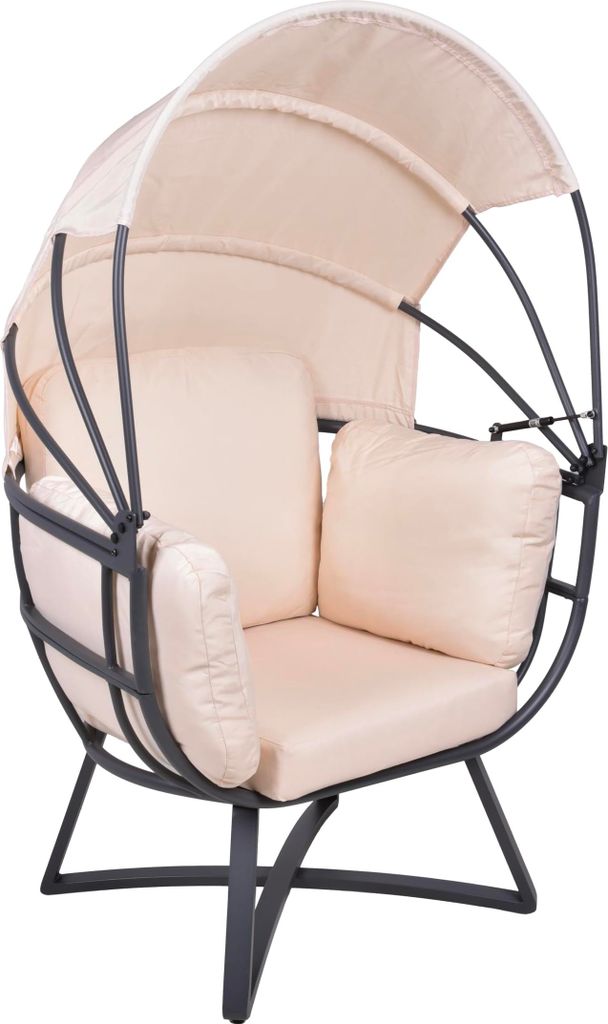 Gartenmuschel JUSTUS - Kunststoff, Beige | Sonneninsel Outdoor Relaxsessel mit Dach Garten Pool