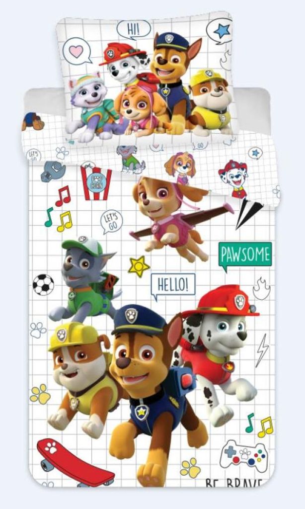 Paw Patrol Grid Kinder-Bettwäsche-Set 100×140cm, 40×45cm