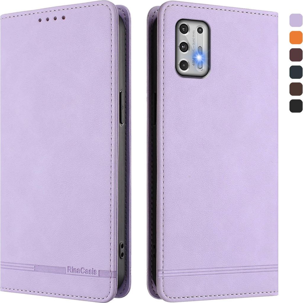 Hülle für Motorola Moto G Stylus 2021 4G, Retro Kunstleder Ständer Klapphülle mit Kartenfächer und Magnetische Violett