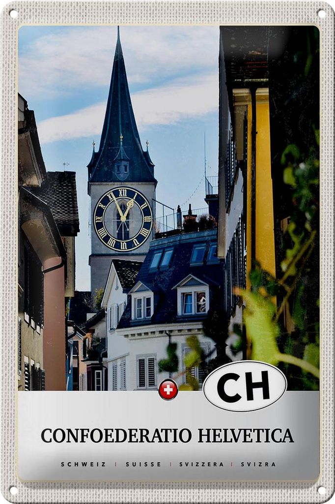 Blechschild Reise 20x30cm Confoederatio Helvetica Stadt Urlaub