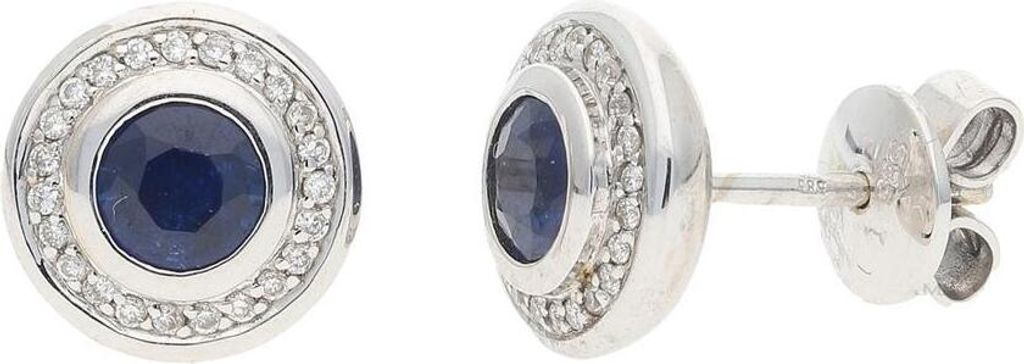 JuwelmaLux Ohrstecker 585 Weißgold mit Brillant und Saphir JL13-06-0140
