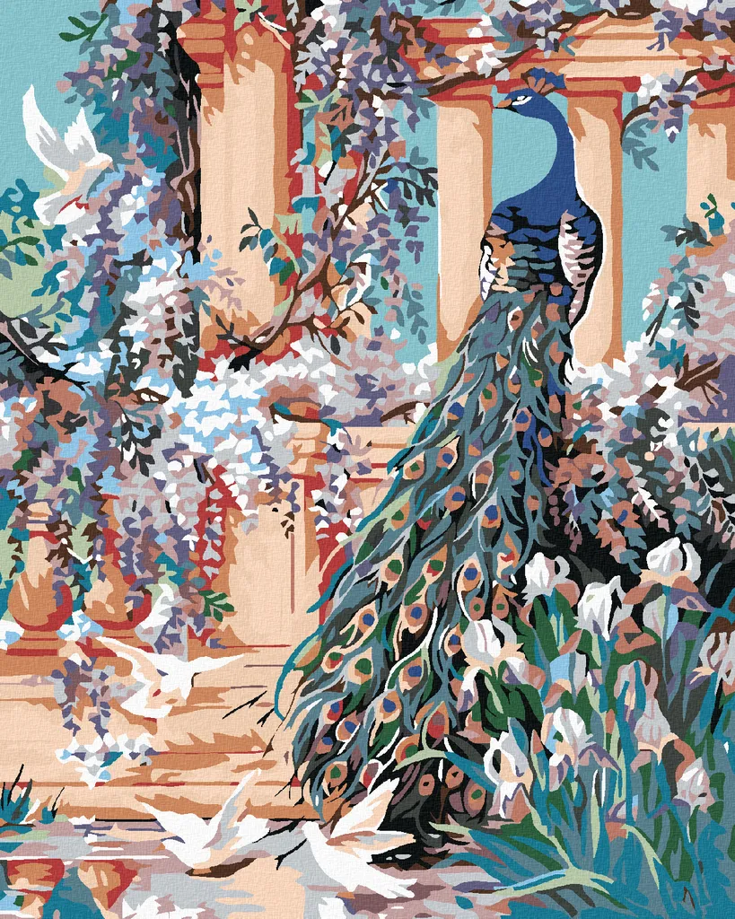 Quadro Diamanti Zuty Pavone Elegante 40x50 cm Arte Brillante