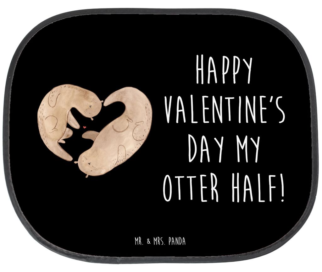 Mr. & Mrs. Panda Auto Sonnenblende Otter Valentine - Schwarz - Geschenk, Autosonnenschutz, Liebesbeweis, Seitlicher Sonnenschutz, für Frauen, Für...