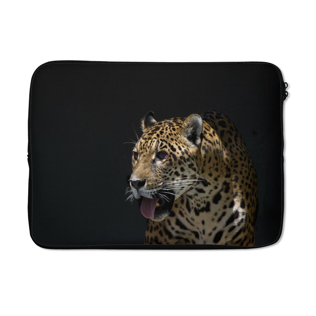 MuchoWow Laptop Hülle 13 Zoll Jaguar - Hochformat - Schwarz Laptoptasche - Laptophülle - Sleeve - Rundumschutz