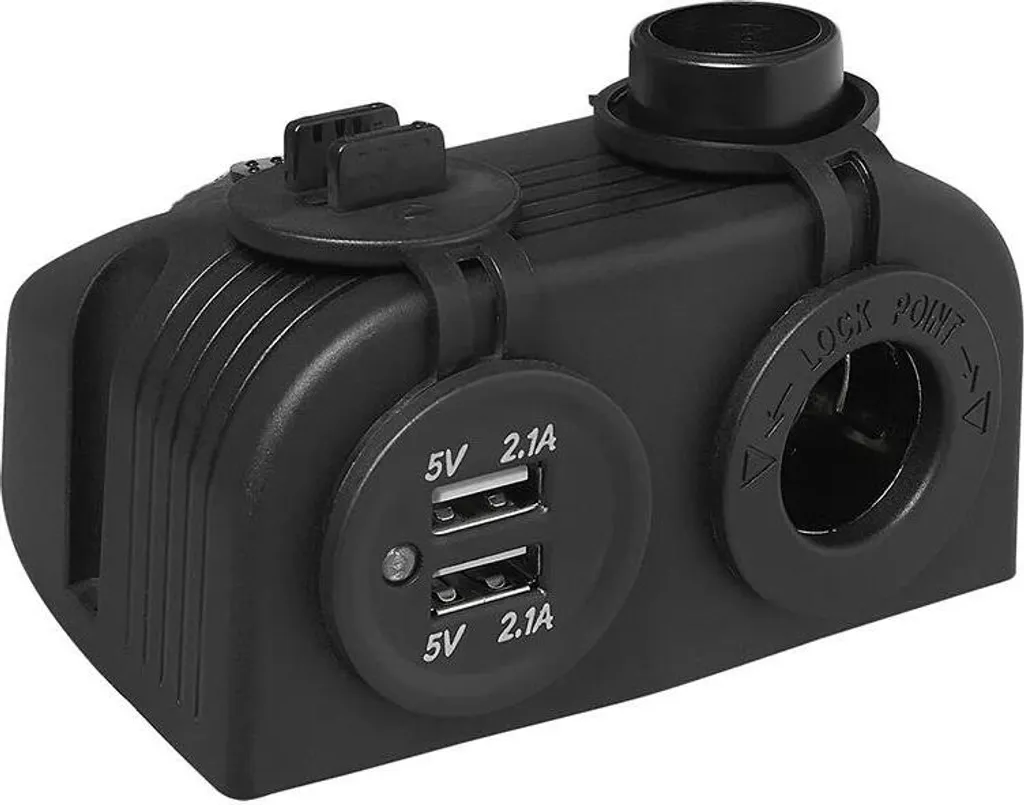 Kit Prise DIN et Double Port USB 2x2100mA en Saillie pour Camion 12/24V