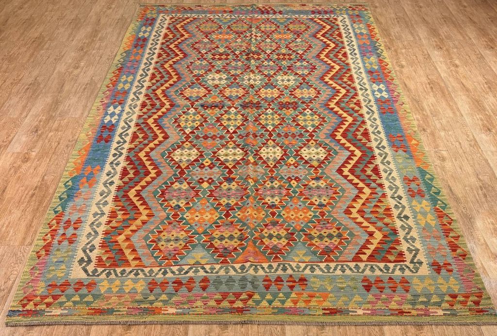 Teppich KELIM ORIGINAL | Farbe: Multi; Größe: 205x306 cm | strapazierfähig und leicht zu reinigen | Wohnzimmer | Schlafzimmer